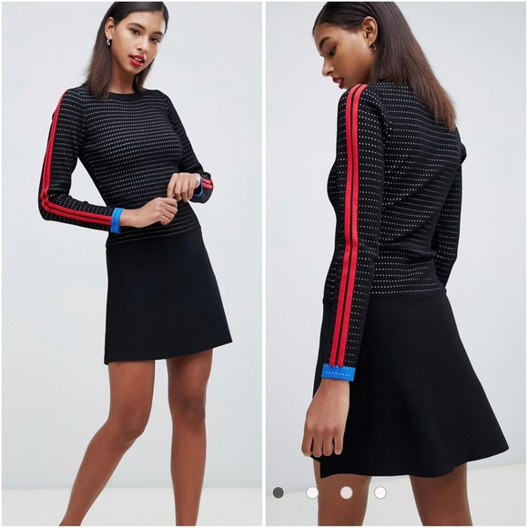 Morgan de Toi Dresses & Skirts - Morgan Ribbed Knitted Dress with Side Stripe Detail Size S